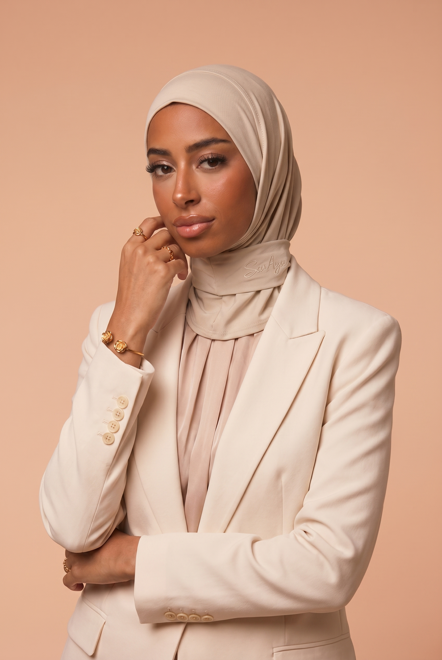 Hijab cagoule Beige lin