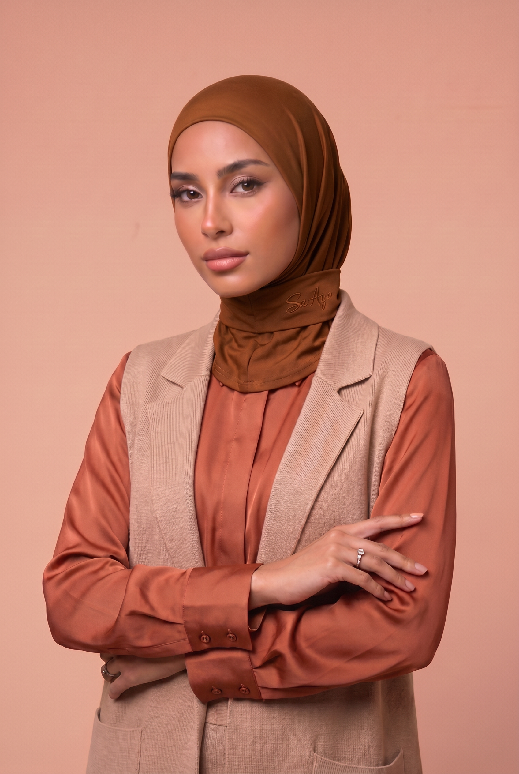 Hijab cagoule Marron Caramel