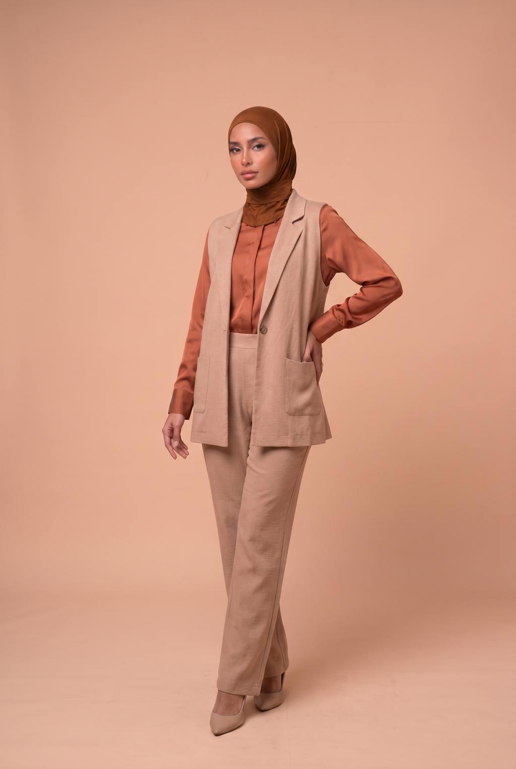 Hijab cagoule Marron Caramel