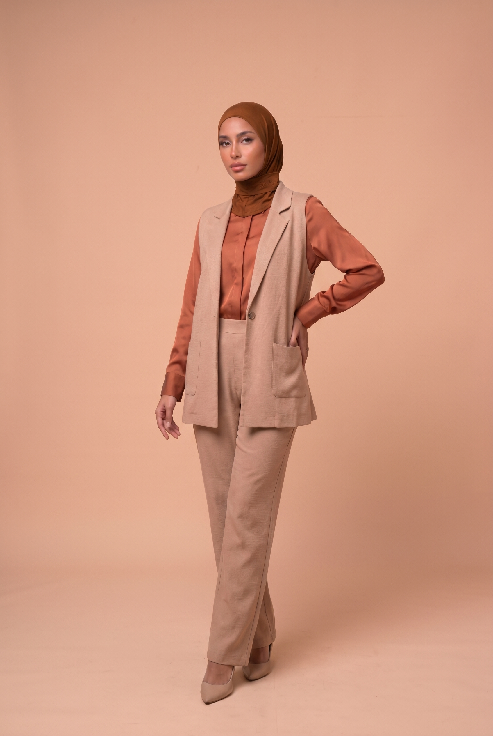 Hijab cagoule Marron Caramel